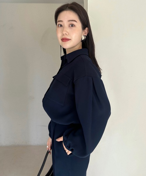 anuans（アニュアンス） ブラウス シャツ ダブルサテンボリューム