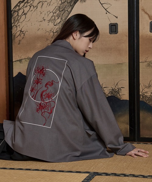 狐独 ジャケット テーラードジャケット 彼岸花刺繍テーラード
