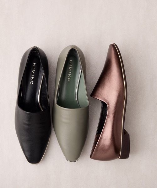HIMIKO パンプス 「Made in Japan」メタルラインソフトレザーフラット