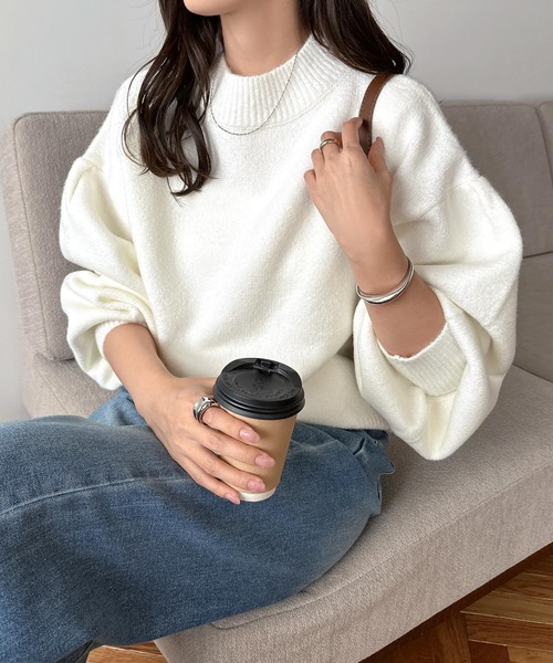 andme（アンドミー） ニット セーター 「新色追加」袖ボリューム長袖