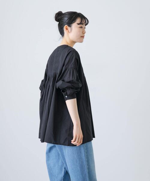 かぐれ ブラウス シャツ コットンピンタックブラウス レディース