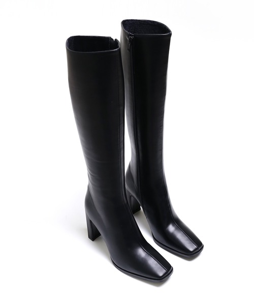 minsobi（ミンソビ） ブーツ スクエアトゥハイヒールロングブーツ