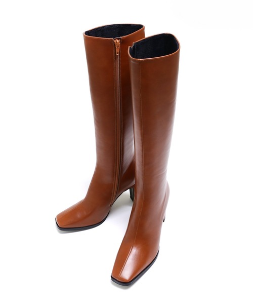 minsobi（ミンソビ） ブーツ スクエアトゥハイヒールロングブーツ
