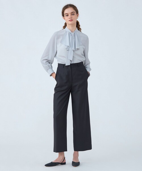 Ballsey（ボールジィ） ブラウス シャツ クリアデシン フリルボウタイ