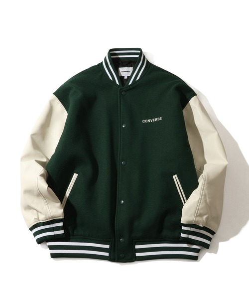 CONVERSE（コンバース） スタジャン デニム＆フェイクメルトン 袖