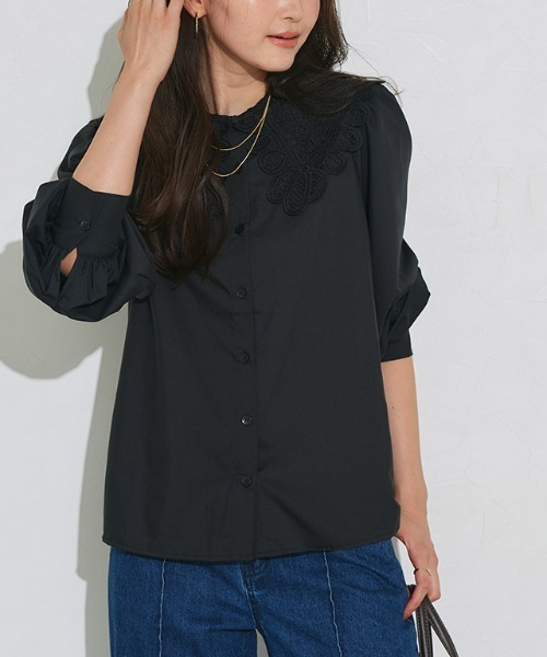 Pierrot（ピエロ） ブラウス シャツ 「襟取り外し可能」2wayレース襟