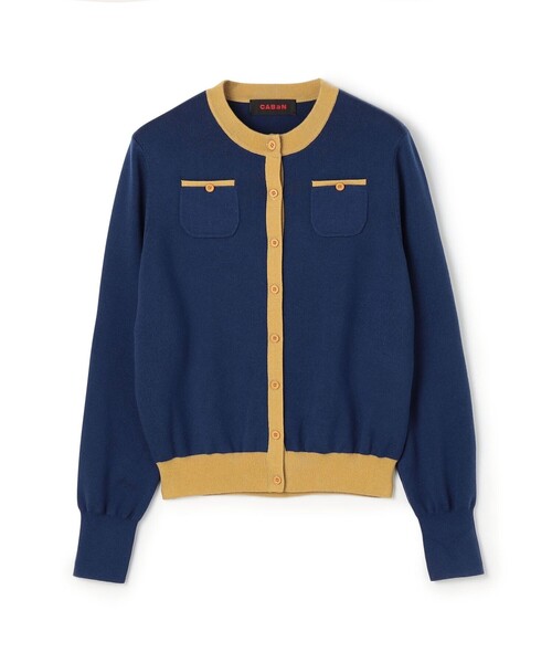 CABaN（キャバン） カーディガン コットンカシミヤ バイカラークルー