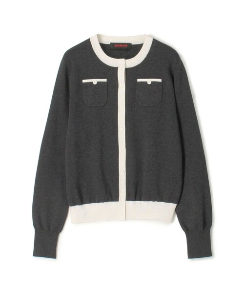 CABaN（キャバン） カーディガン コットンカシミヤ バイカラークルー