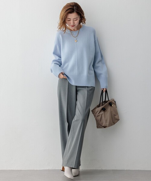 ニット セーター 「洗える」カシミヤブレンド クルーネック レディース