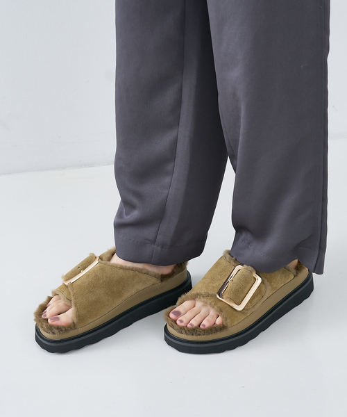 MOHI（モヒ） サンダル 「MOHI/モヒ」ファーサンダル シングルベルト