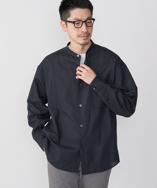 SHIPS.me シャツ 「ZOZO限定」SHIPS.me: 綿麻バンドカラーシャツ