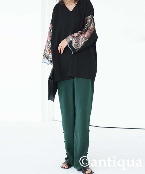 antiqua（アンティカ） tシャツ 刺繍デザイントップス レディース