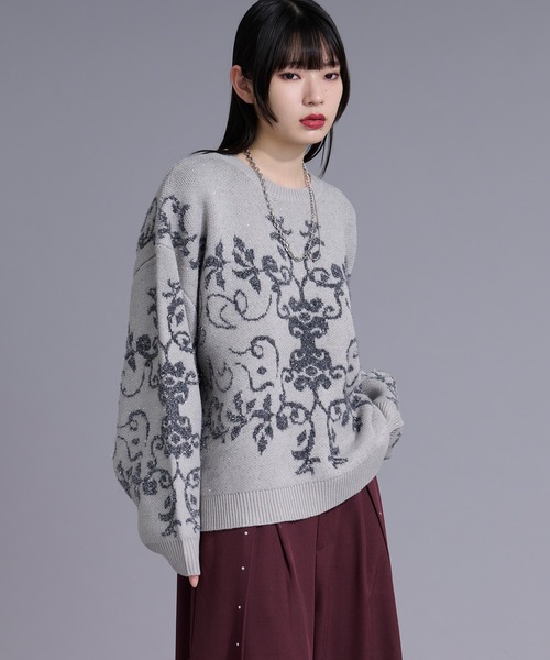 Ellno Loset（エルノロゼット） セーター ニット ダマスクガラ