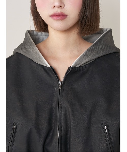 Darich（ダーリッチ） コート アウター スウェットフーディーレザー