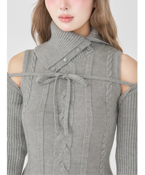 Darich（ダーリッチ） ワンピース デザインネックニットミニワンピース