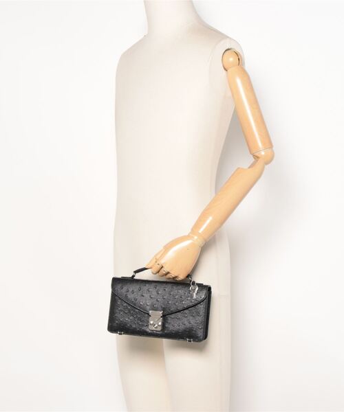 クラッチバッグ オーストリッチ・パイソン型押しメンズセカンドバッグ