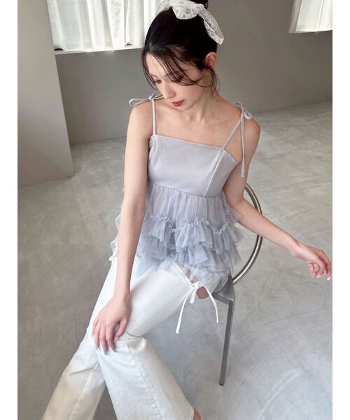 RESEXXY（リゼクシー） キャミソール チュールフリルペプラムキャミ