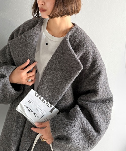 SLOBE IENA（スローブイエナ） ノーカラーコート FREE ネイビー