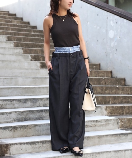 Bonjour Sagan（ボンジュールサガン） パンツ ダブルウエスト