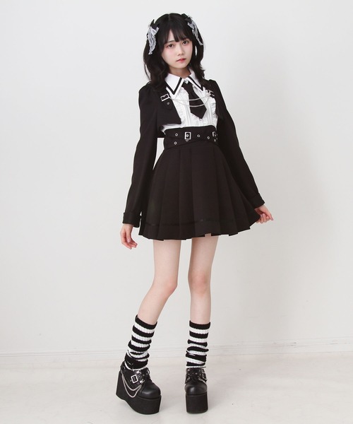 DearMyLove ワンピース ジャケット風チェーンネクタイベルトプリーツ