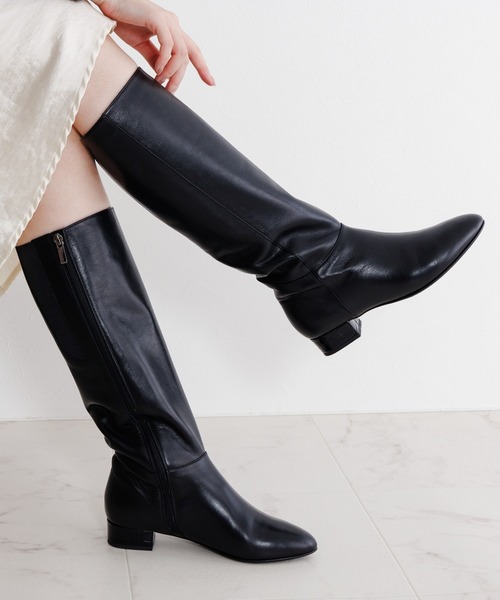 HIMIKO ブーツ 「Made in Japan」「撥水」ワイドシャフトロングブーツ