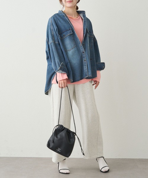 pual ce cin ブラウス シャツ ヴィンテージライクデニムバンドカラー