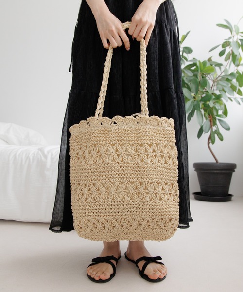 flower かごバッグ カゴバッグ ソフトクロシェトート : ZOZOTOWN Yahoo