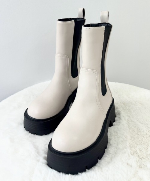 moment+ ブーツ 「累計販売数2万足突破！」厚底サイドゴアブーツ