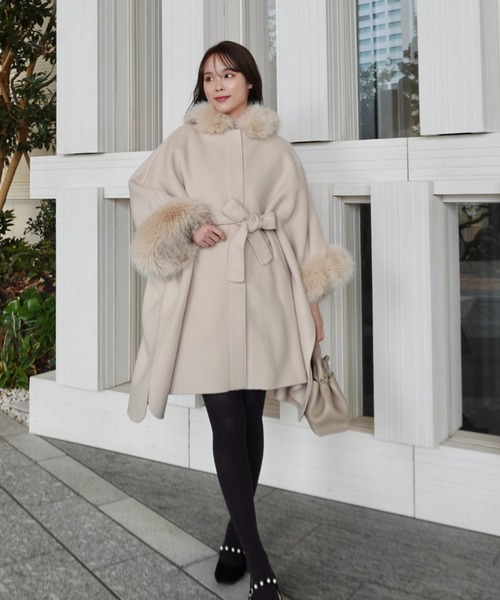 CELFORD（セルフォード） ポンチョ ファーポンチョコート レディース