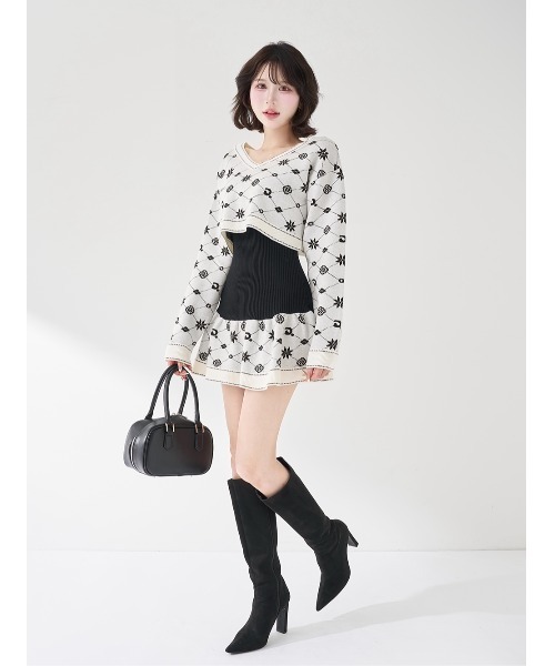 Darich（ダーリッチ） ワンピース アンサンブルスノーロゴニットミニ