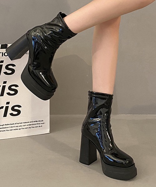 即購入OK❣️EVRIS 厚底 ショートブーツ レザー Lサイズ Lace Ladies