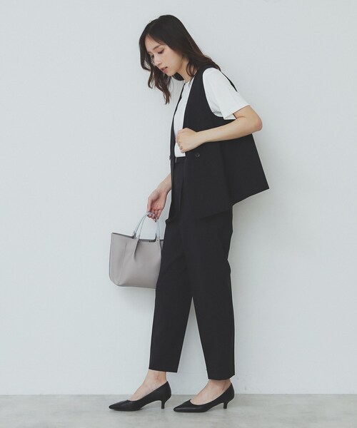 index（インデックス） パンツ ベルト付きストレッチテーパードパンツ