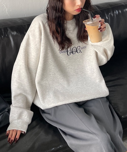 トレーナー スウェット 刺繍カラフルロゴスウェット レディース