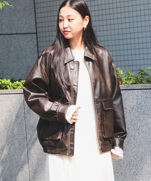 Ray BEAMS（レイ ビームス） ブルゾン アウター フェイクレザー