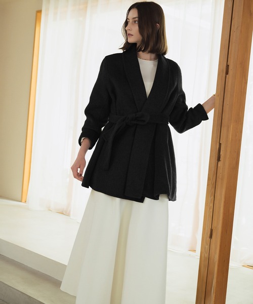 ELFRANK ノーカラーコート コート 「ウール90％＋アルパカ10