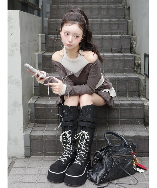 Darich（ダーリッチ） ブーツ Dロゴボリュームステッチロングブーツ