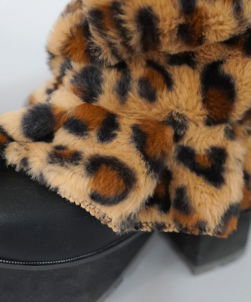 SPINNS（スピンズ） レッグウォーマー レオパード ヒョウ柄 ファー
