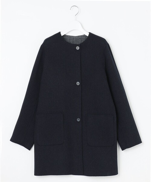 J.PRESS（J.プレス） ノーカラーコート コート 「リバーシブル」ウール