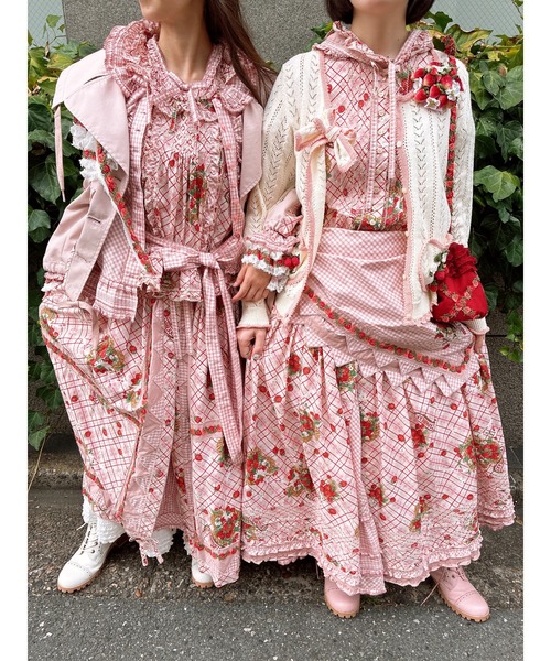 PINK HOUSE（ピンクハウス） コート アウター 苺リースプリント使い