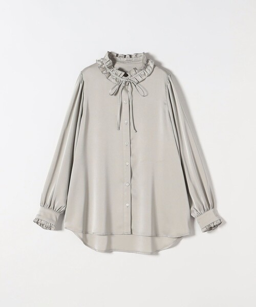 SHIPS any ブラウス シャツ any:「洗濯機可能」サテン フリル カラー