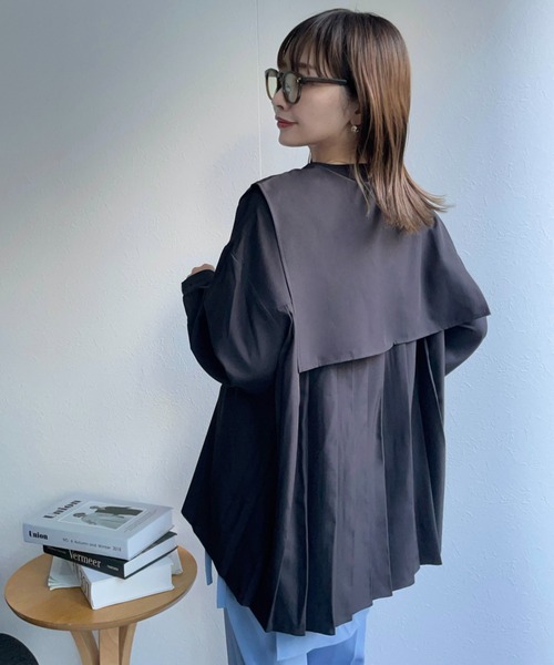 ap retro ブラウス シャツ 「選べる」バックプリーツバンドカラー