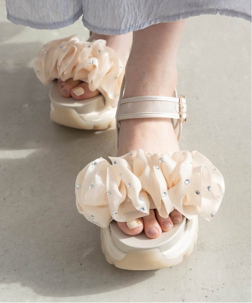 RANDA（ランダ） サンダル ボリュームフリルスポーツサンダル