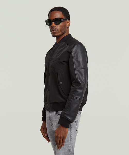 G-STAR RAW スタジャン Varsity Leather Jacket/レザーナイロン