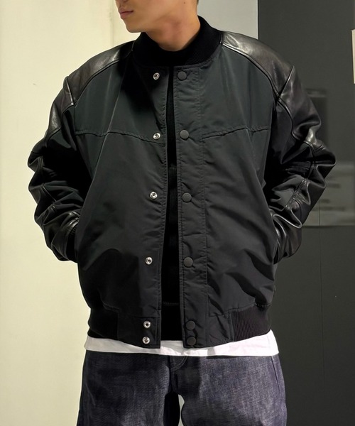 G-STAR RAW スタジャン Varsity Leather Jacket/レザーナイロン