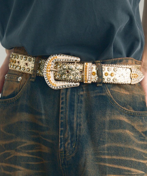 Shoowtime（ショウタイム） ベルト studded rhinestone glitter belt