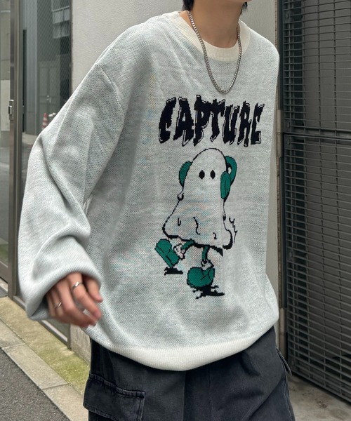 セーター ニット 「ILL'S」8ボール＆ゴースト ビッグシルエット