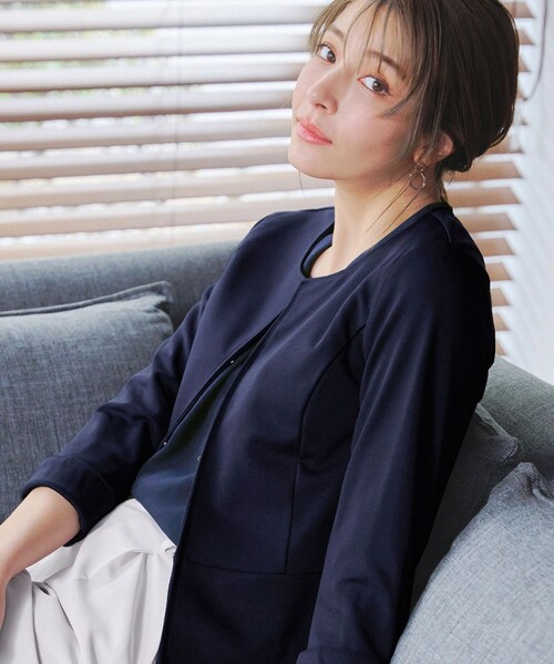 Tiaclasse ジャケット ノーカラージャケット 「新色追加・洗える」ノー