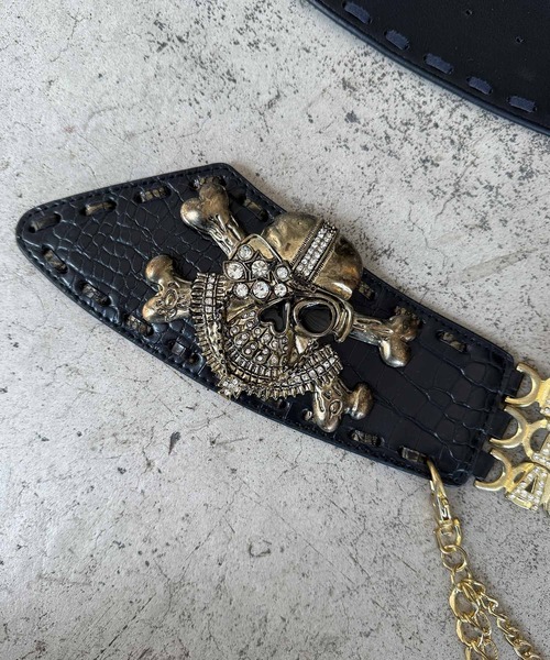 DAIYA（ダイヤ） ベルト スカルバックルチェーンベルト レディース