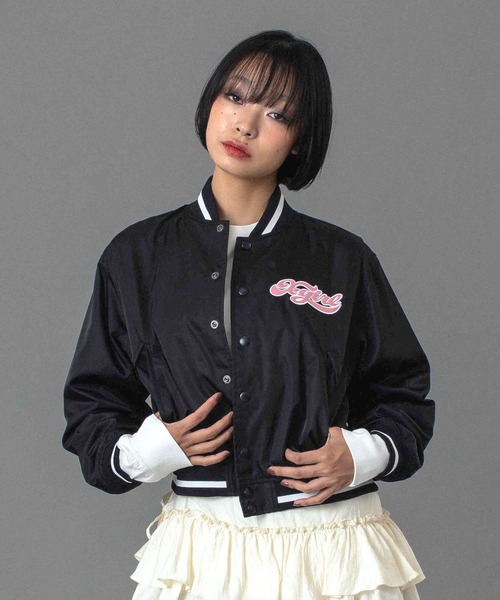 X-girl（エックスガール） スタジャン CHEERFUL LOGO VARSITY JACKET