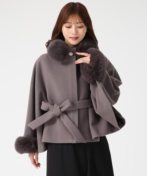 MISCH MASCH（ミッシュマッシュ） ポンチョ 2025秋冬新作 ブローチ付き